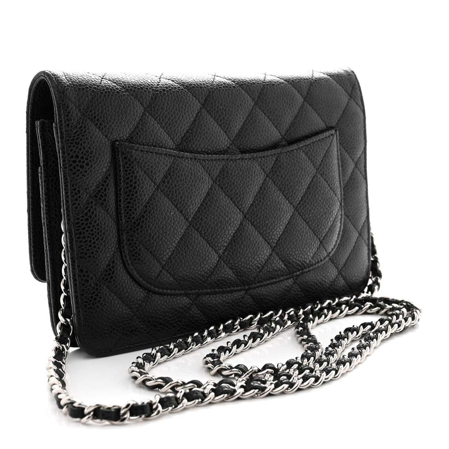 Caviar Quilted Wallet on Chain WOC Black