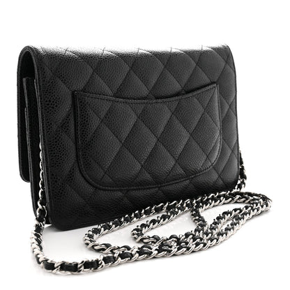 Caviar Quilted Wallet on Chain WOC Black