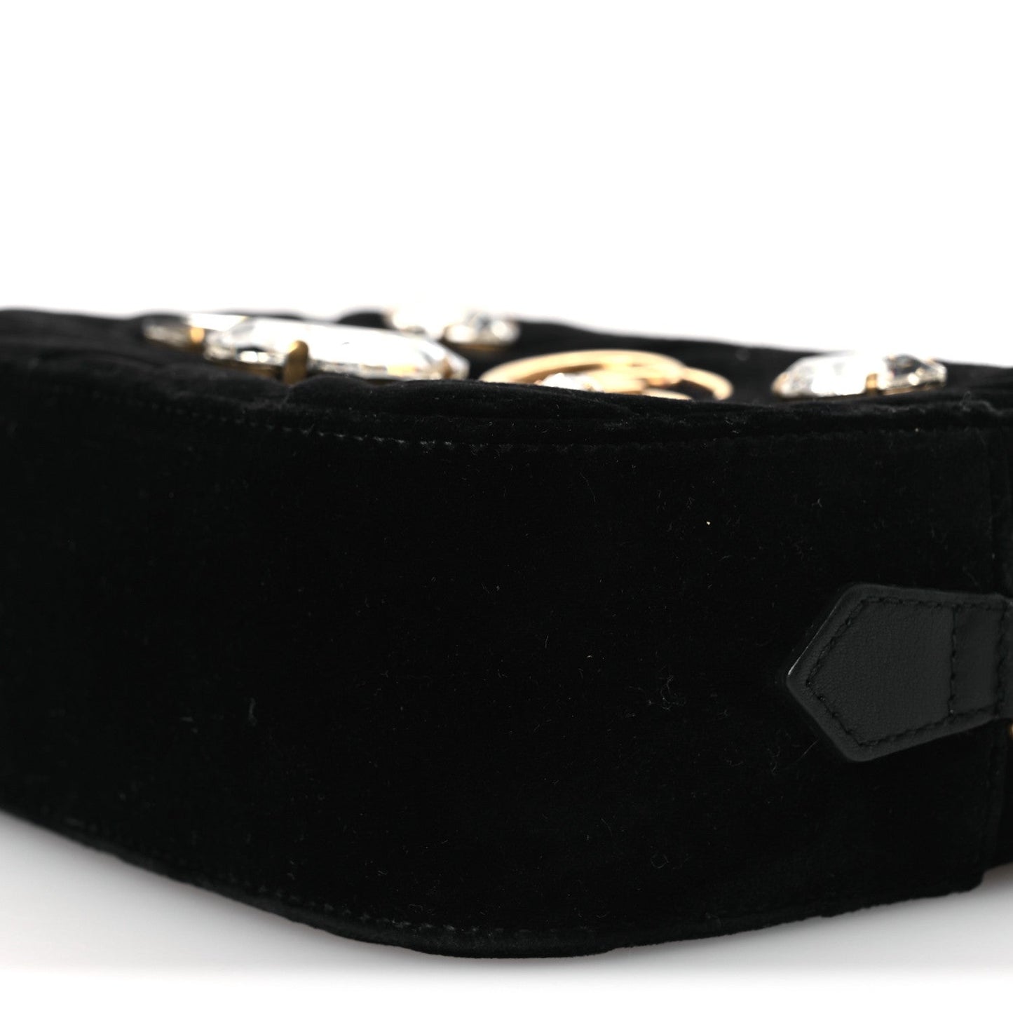 Velvet Matelasse Marquise Crystals Mini GG Marmont Chain Shoulder Bag Black