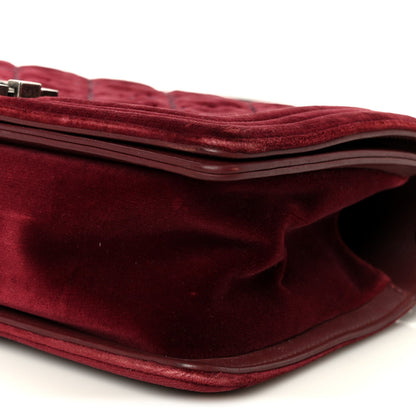 Velvet Tweed Quilted Medium Boy Flap Burgundy