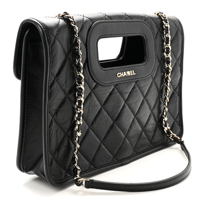 Aged Calfskin Charms Flap Bag Black