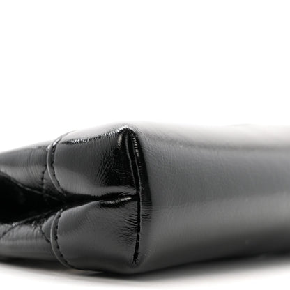 Shiny Lambskin Quilted Micro 31 Clutch With Chain Black