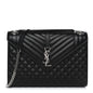 Grain De Poudre Textured Mixed Matelasse Large Triquilt Monogram Satchel Black