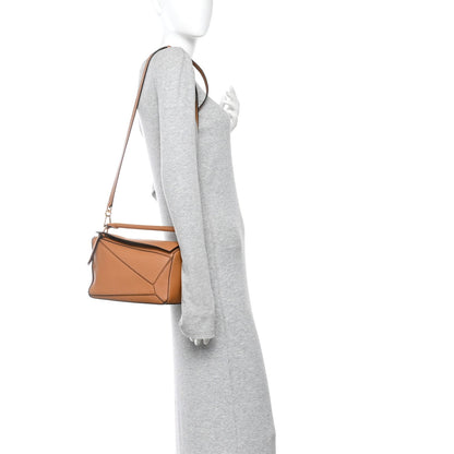 Grained Calfskin Small Puzzle Bag Tan