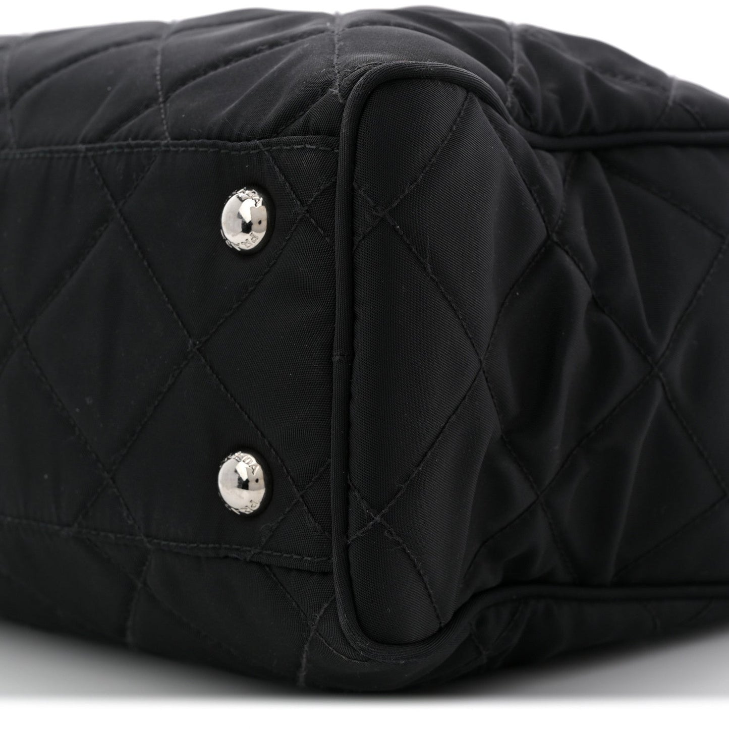 Nylon Tessuto Impuntu Quilted Shoulder Bag Black