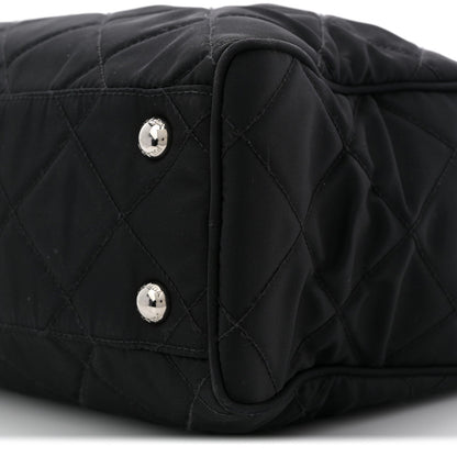 Nylon Tessuto Impuntu Quilted Shoulder Bag Black