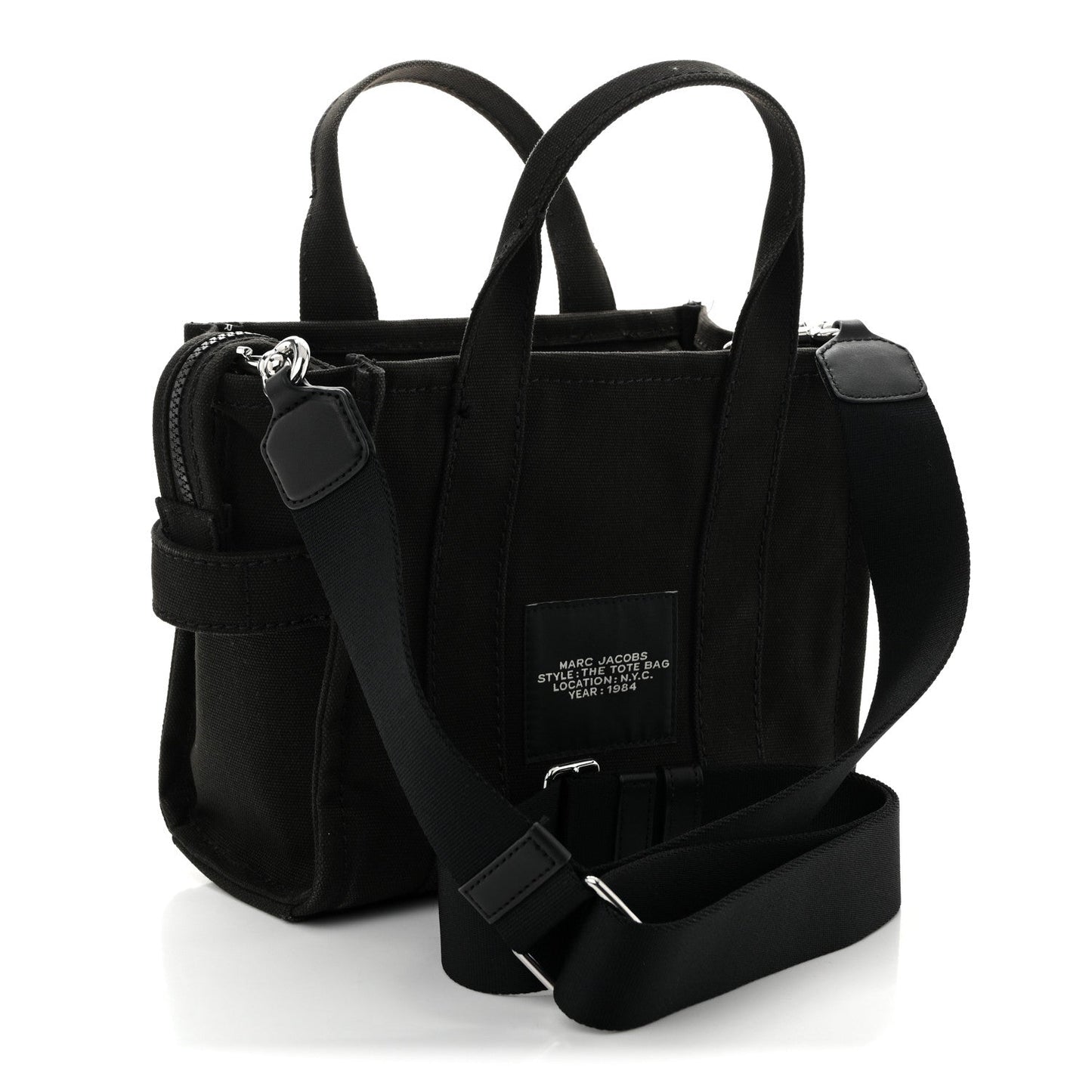 Cotton Canvas Small The Traveler Tote Bag Black
