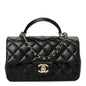 Lambskin Quilted Mini Top Handle Rectangular Flap Black
