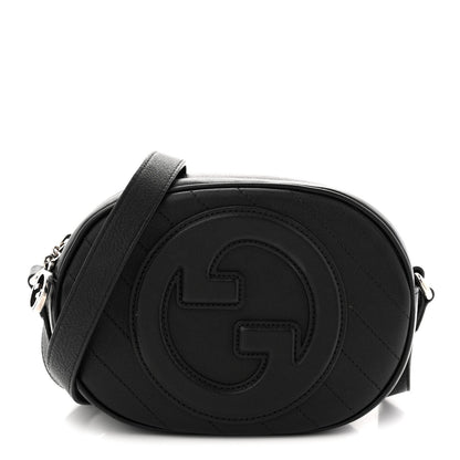 Sakai Be Green Calfskin Diagonal Stitched Mini Blondie Shoulder Bag Black