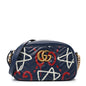 Calfskin Matelasse GucciGhost Small GG Marmont Chain Shoulder Bag Blue Agata Hibiscus Red
