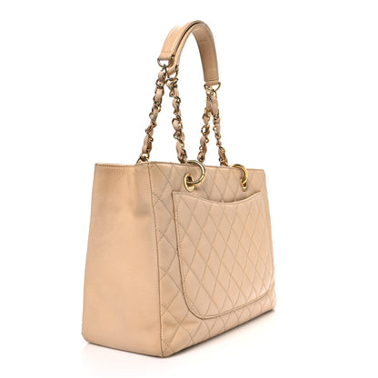 Caviar Quilted Grand Shopping Tote GST Beige