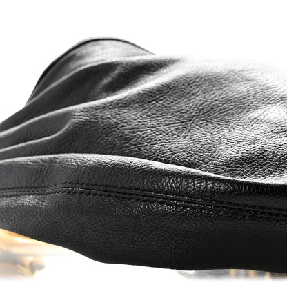 Grained Calfskin Small Bracelet Hobo Bag Black