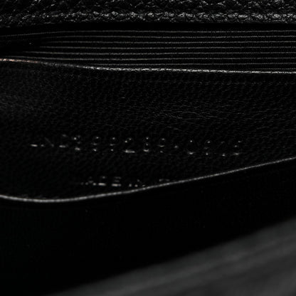 Grained Calfskin Matelasse Chevron Classic Monogram Baby Chain Bag Black