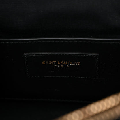 Sheepskin Matelasse Chevron Monogram Large College Satchel Black