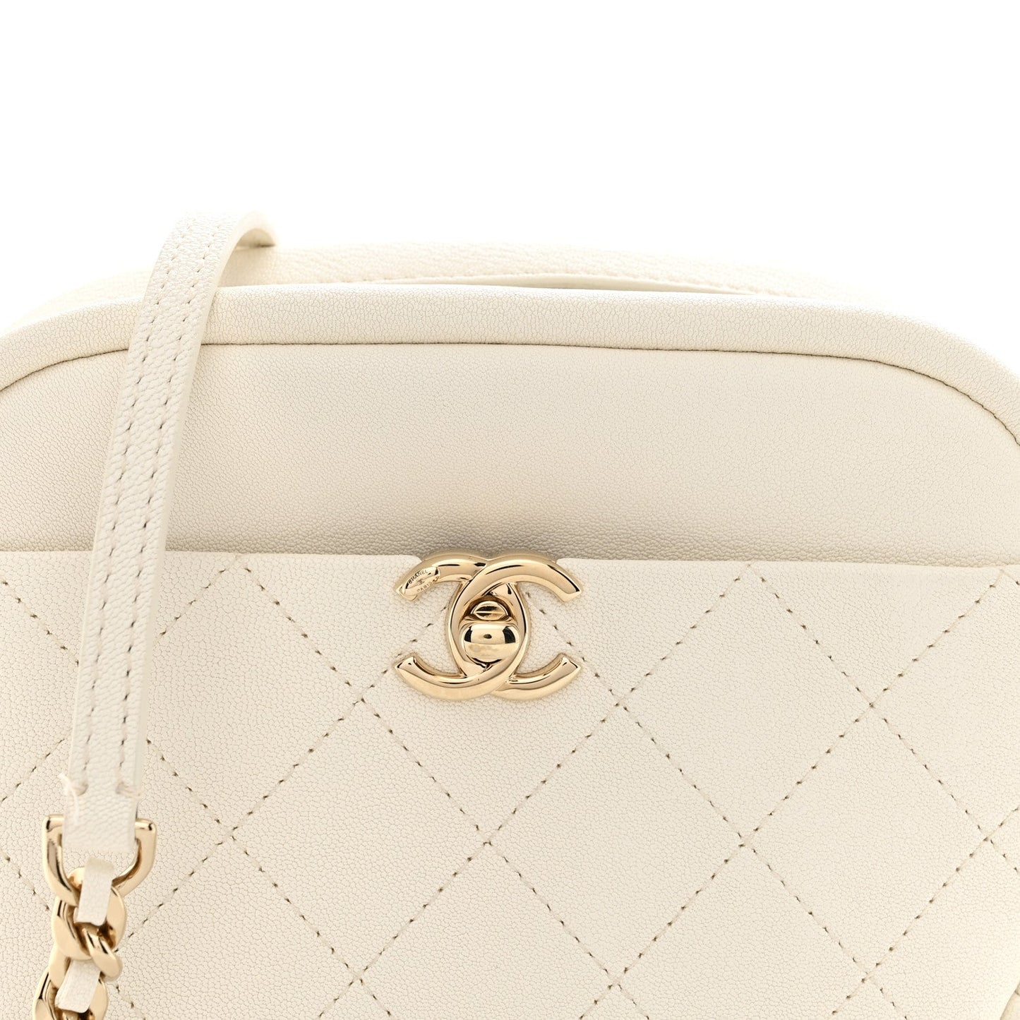 Goatskin Quilted Small Casual Trip Camera Case White