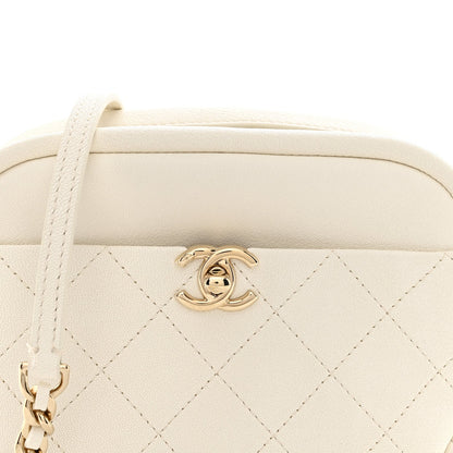 Goatskin Quilted Small Casual Trip Camera Case White