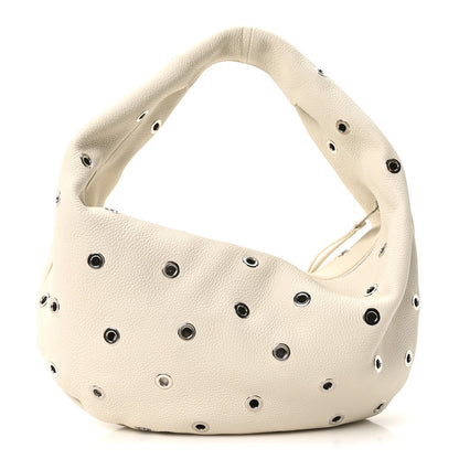 Pebbled Calfskin Grommet Medium Olivia Hobo Dark Ivory