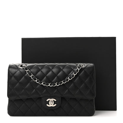 Caviar Quilted Medium Double Flap Black