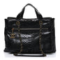 Snakeskin Glazed Calfskin Quilted Urban Mix Tote Black