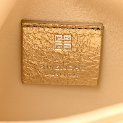Metallic Tumbled Calfskin Nano Voyou Bag Golden Sand