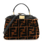 Shearling Nappa Macro FF 1974 Mini Peekaboo Iconic Satchel Tobacco Black