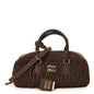 Suede Matelasse Large Arcadie Top Handle Bag Cocoa Brown
