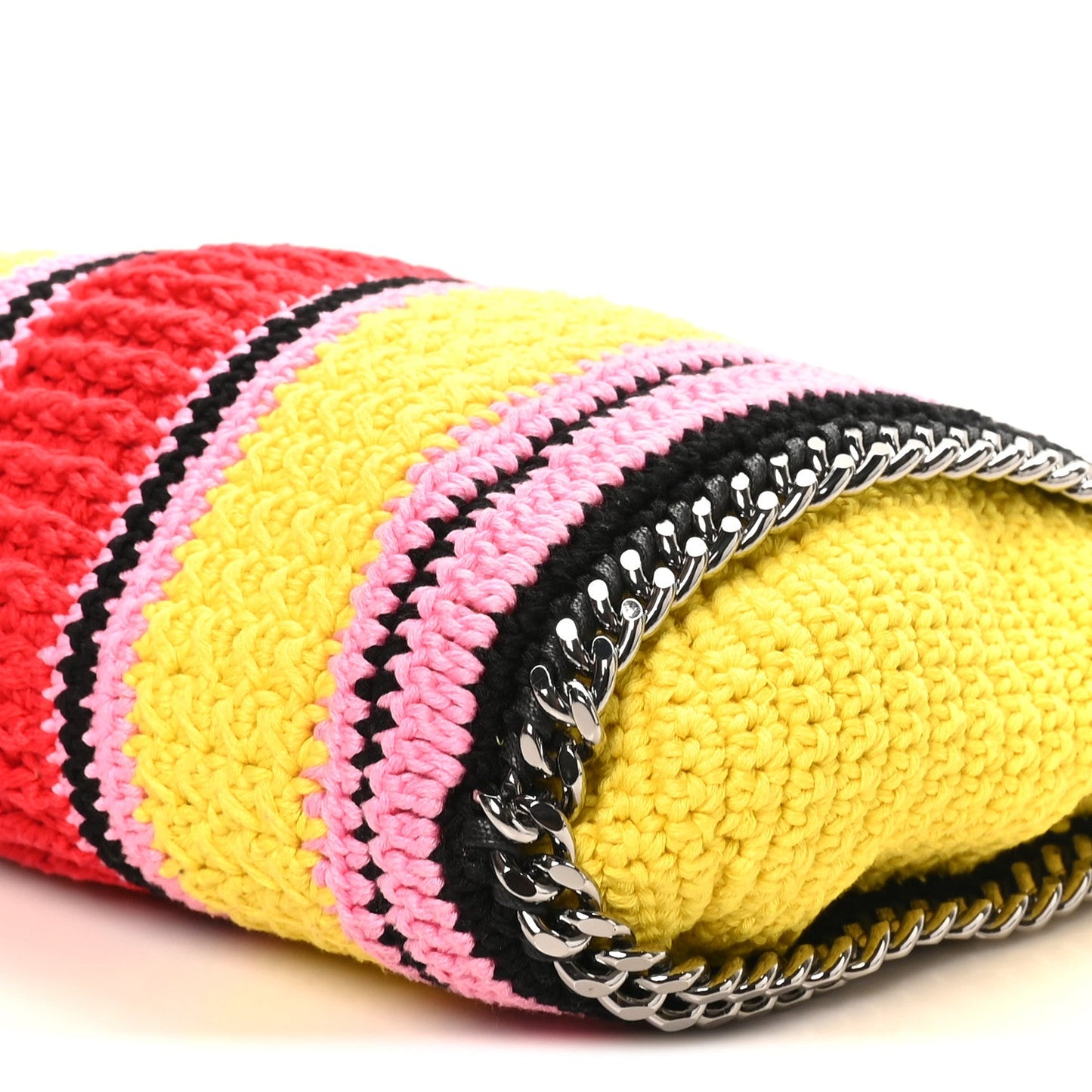Cotton Crochet Striped Mini Falabella Tote Pink Multicolor