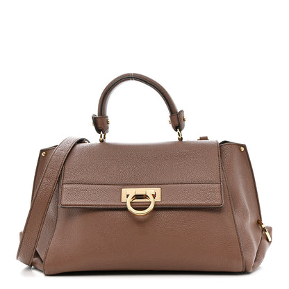 Grained Calfskin Sofia Satchel Moka