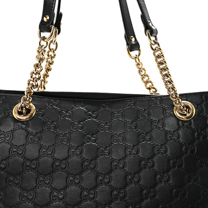 Guccissima Signature Medium Shoulder Tote Bag Black