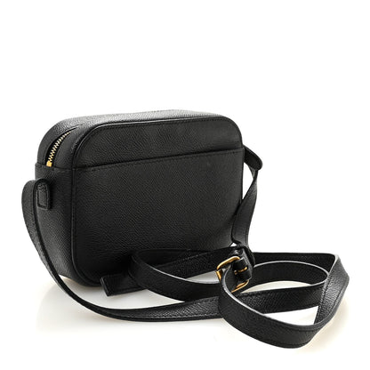 Signature Grained Calfskin Logo XS Ville Camera Bag Black White