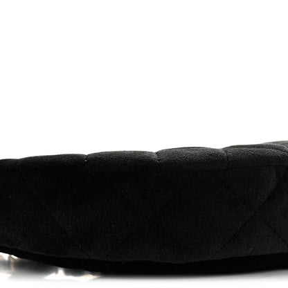Velvet Crystal Quilted Chain Hobo Black