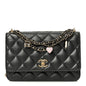 Pearly Lambskin Quilted Charms Wallet On Chain WOC Black