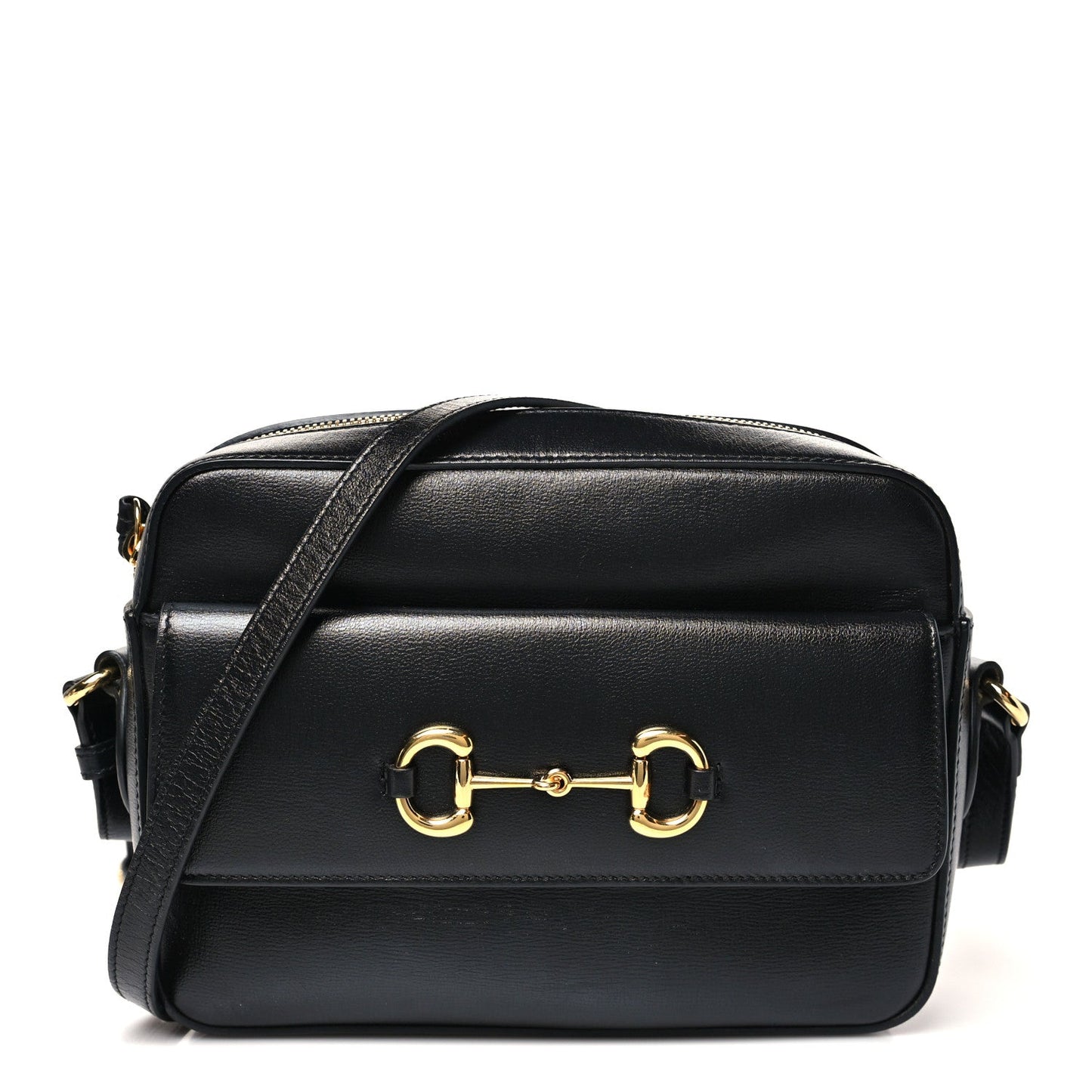 Textured Calfskin Small Horsebit 1955 Shoulder Bag Black