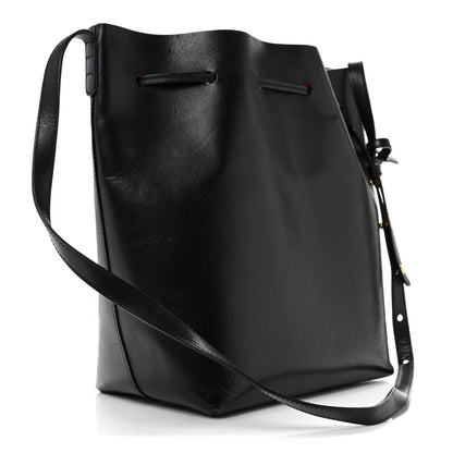Vegetable Tanned Calfskin Bucket Bag Black Flamma