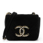 Velvet Quilted Crystal CC Mini Flap Black