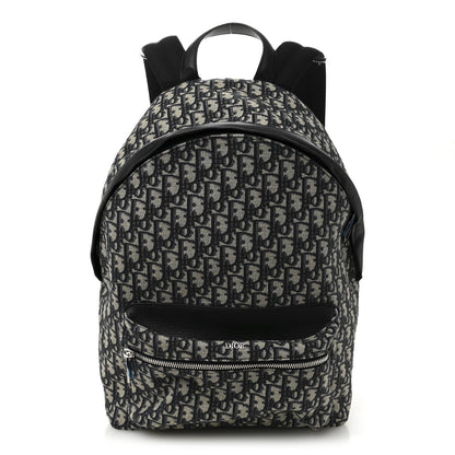Oblique Calfskin Rider Backpack Beige Black