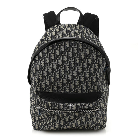 Oblique Calfskin Rider Backpack Beige Black
