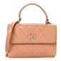 Lambskin Quilted Small Trendy CC Dual Handle Flap Bag Camel
