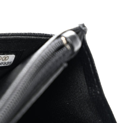 Grained Calfskin Quilted CC Box Wallet On Chain WOC Black