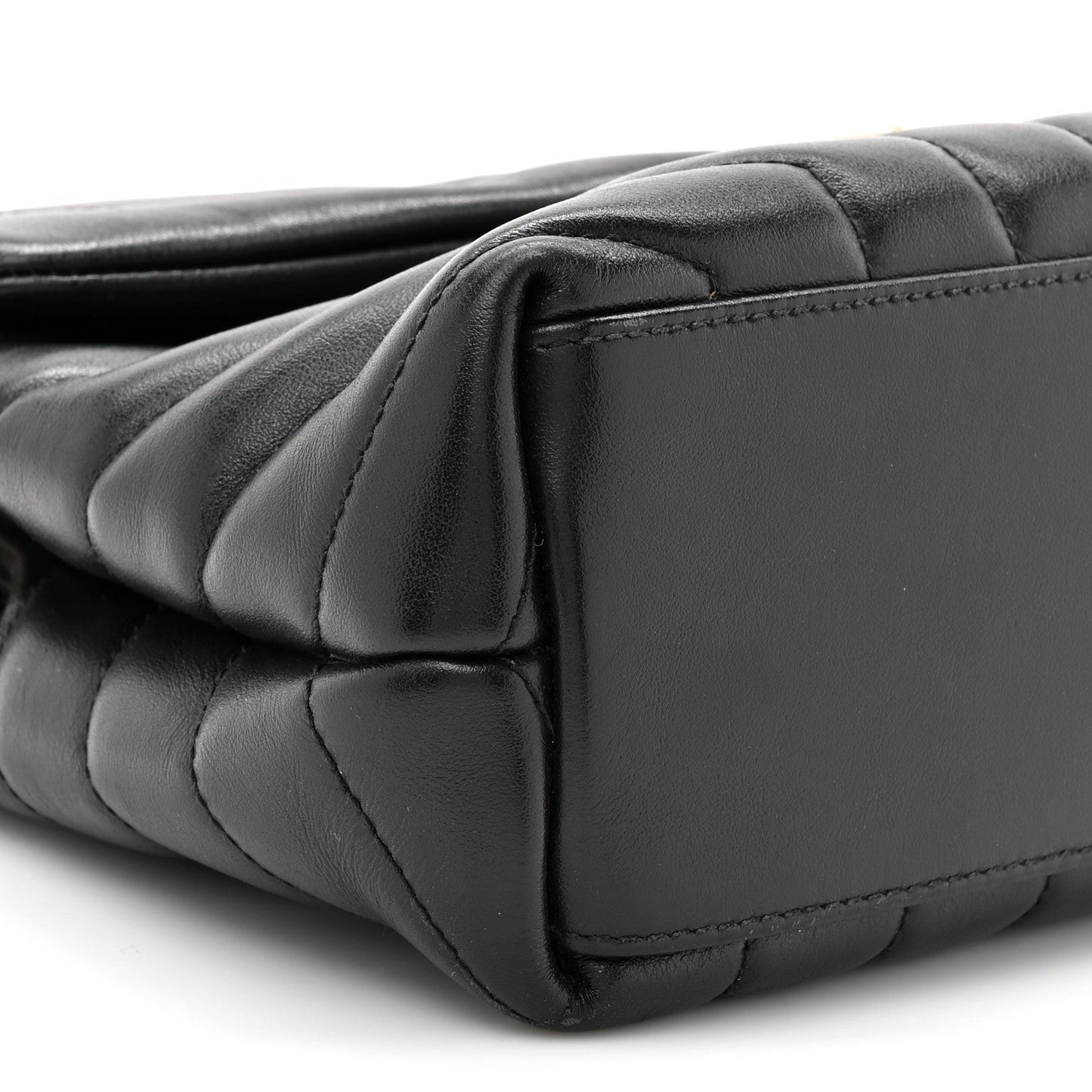 Calfskin Y Quilted Monogram Small Loulou Chain Satchel Black