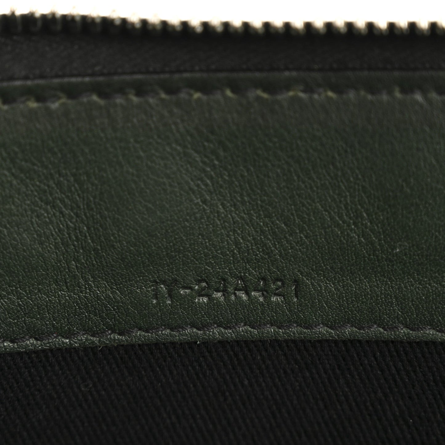 Calfskin Gancini Embossed Wristlet Clutch Dark Green