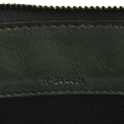 Calfskin Gancini Embossed Wristlet Clutch Dark Green