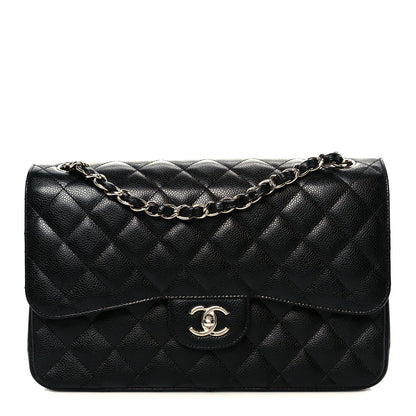 Caviar Quilted Jumbo Double Flap Black