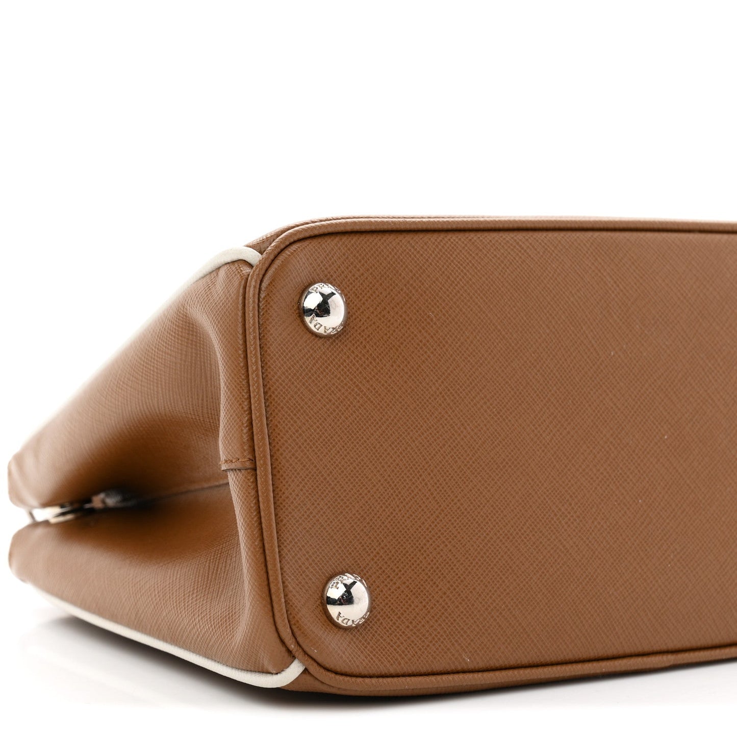 Saffiano Lux Small Galleria Double Zip Tote Cannella Talco