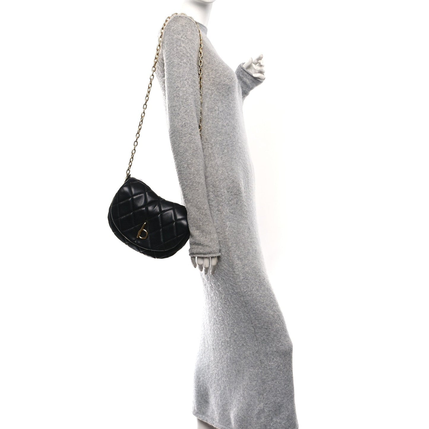 Lambskin Quilted Rocking Horse Shoulder Bag Black