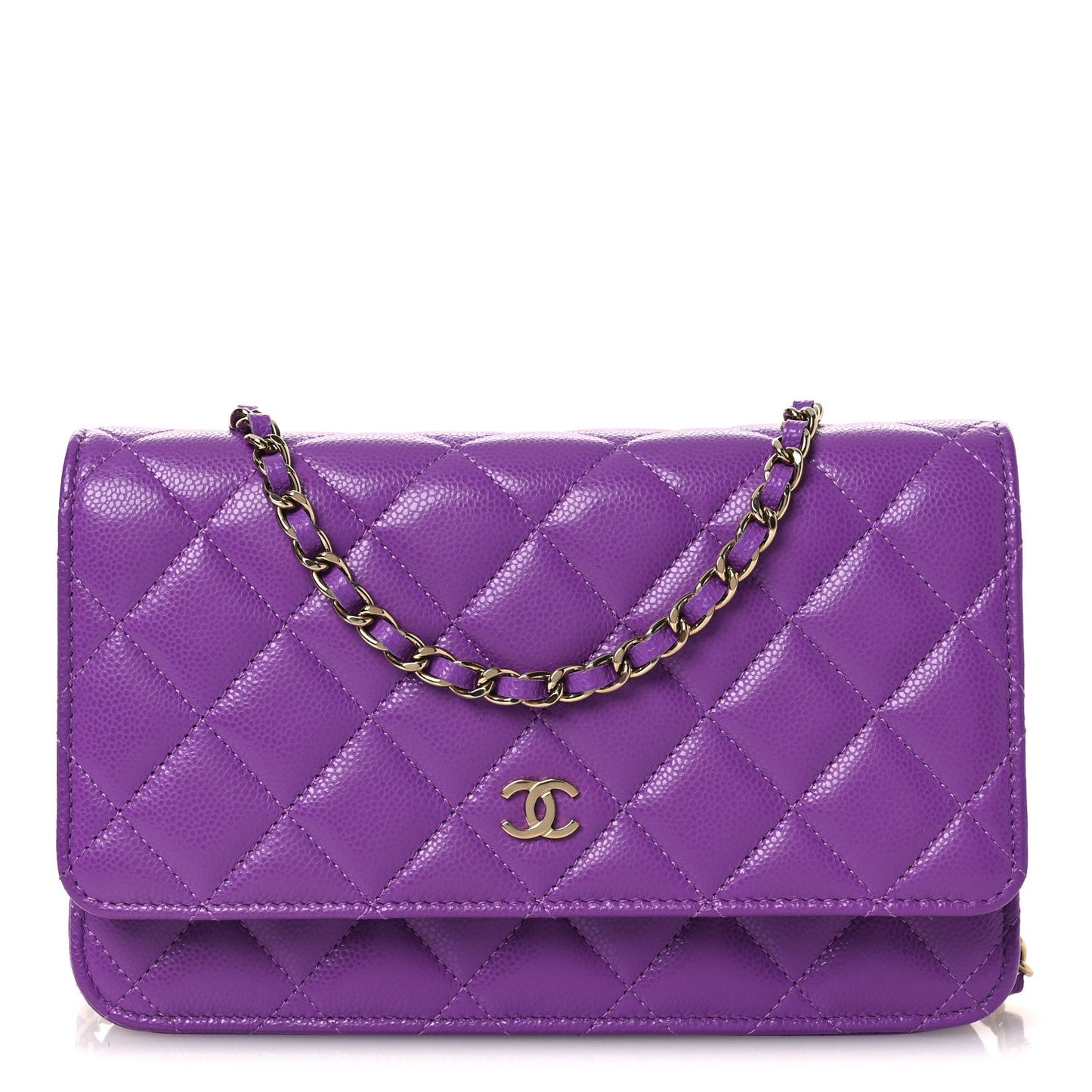 Caviar Quilted Wallet On Chain WOC Purple