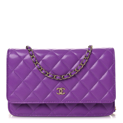 Caviar Quilted Wallet On Chain WOC Purple
