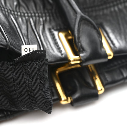 Nappa Gaufre Top Handle Satchel Black