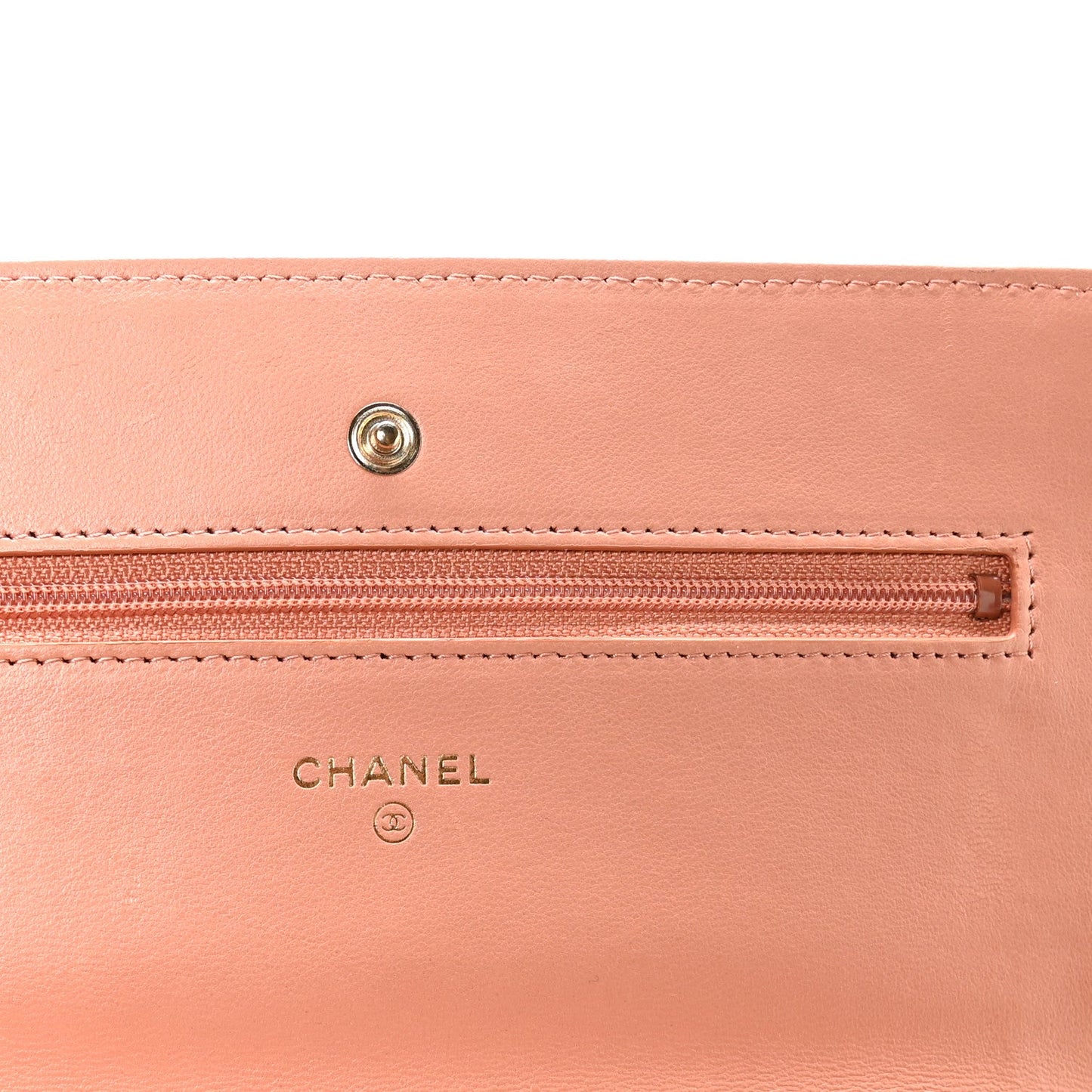 Lambskin Quilted Wallet on Chain WOC Salmon Pink