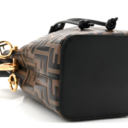 Vitello Liberty F is Fendi Bi-Color FF 1974 Embossed Mini Mon Tresor Bucket Bag Maya Black